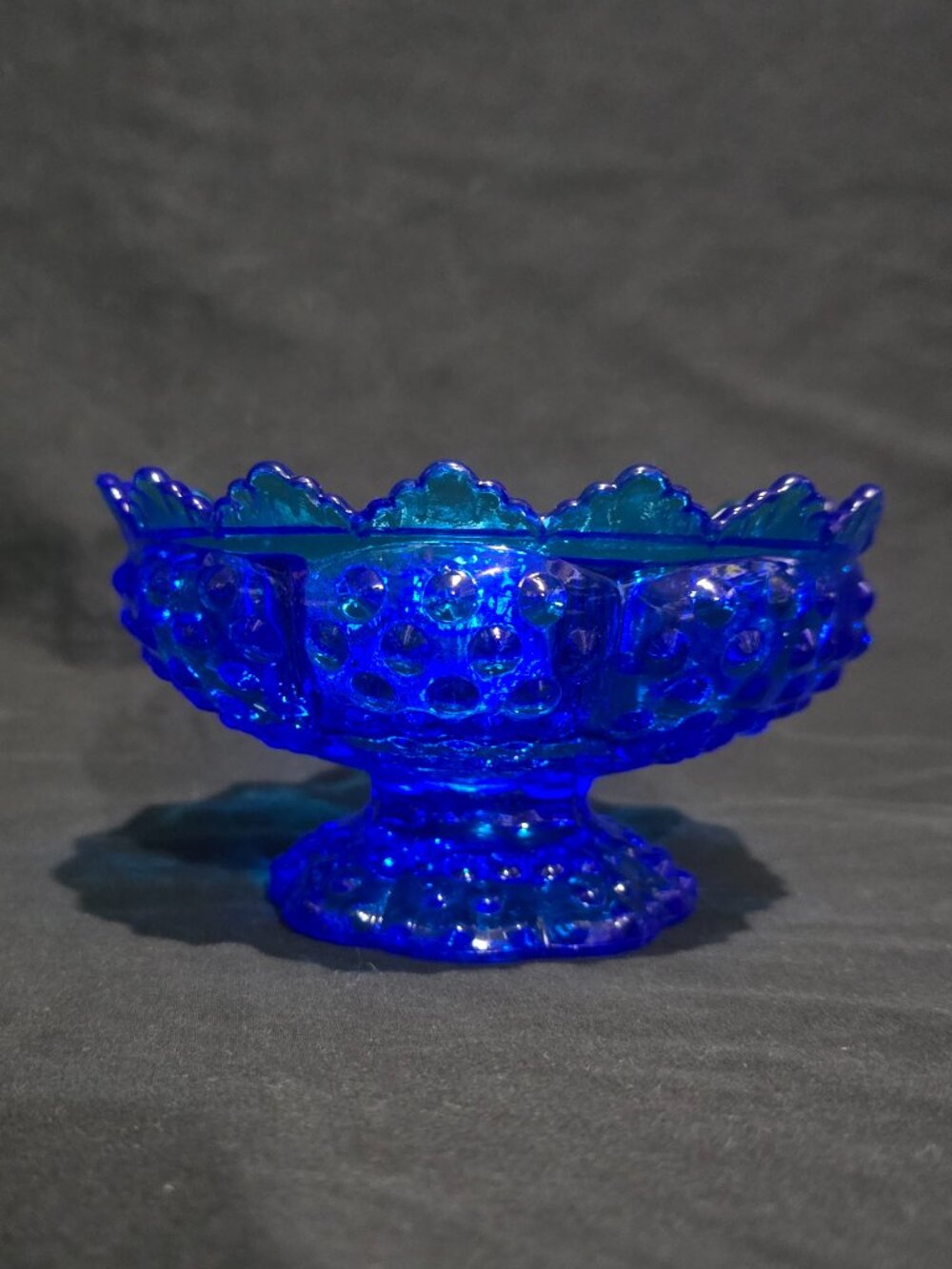 Fenton Colonial Blue Hobnail Candle Bowl 6" 3872-CB 1969-80